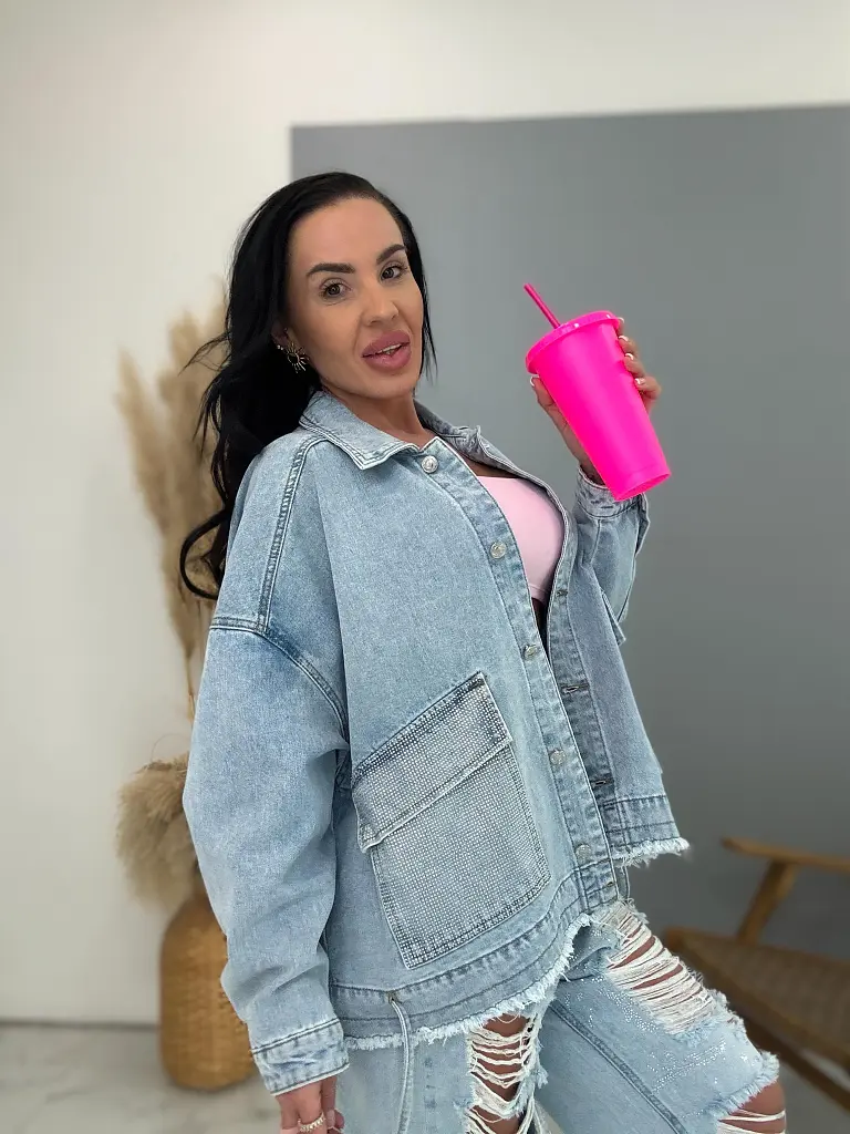 Dámsky denim kabát s kamienkami CELESTE - next
