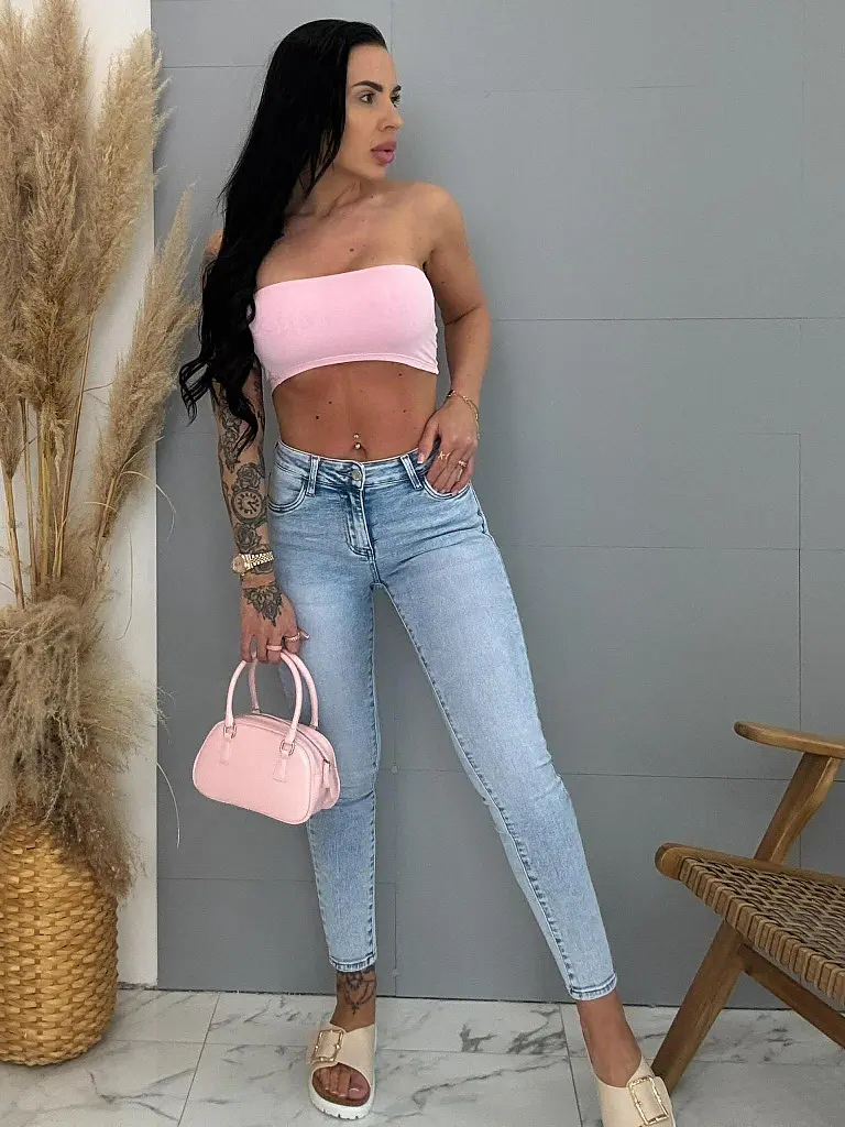 Dámske slim fit džínsy s vysokým pásom