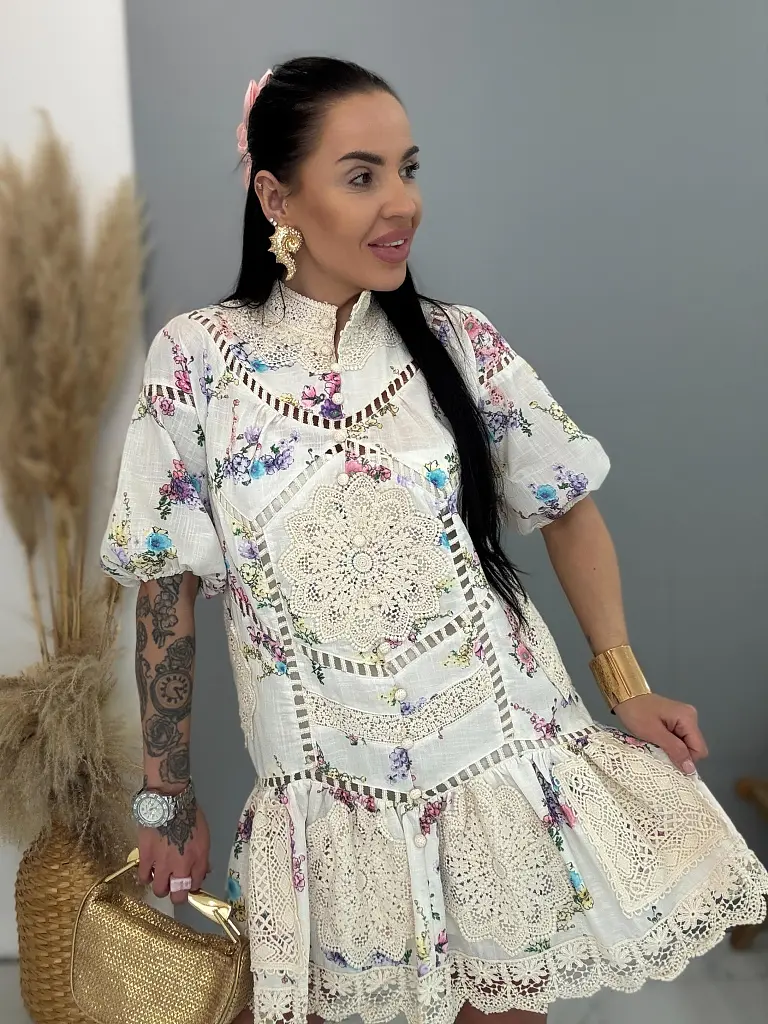 Krajkované šaty s kvetmi MADEIRA