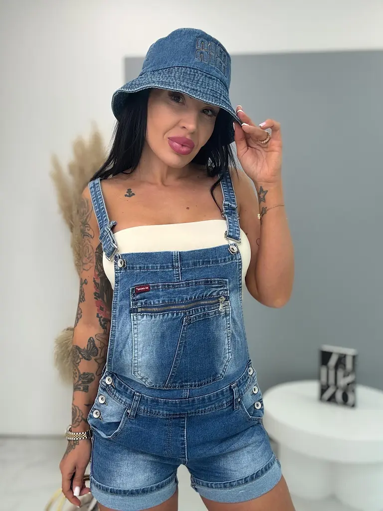 Denim šortky na traky GRETA