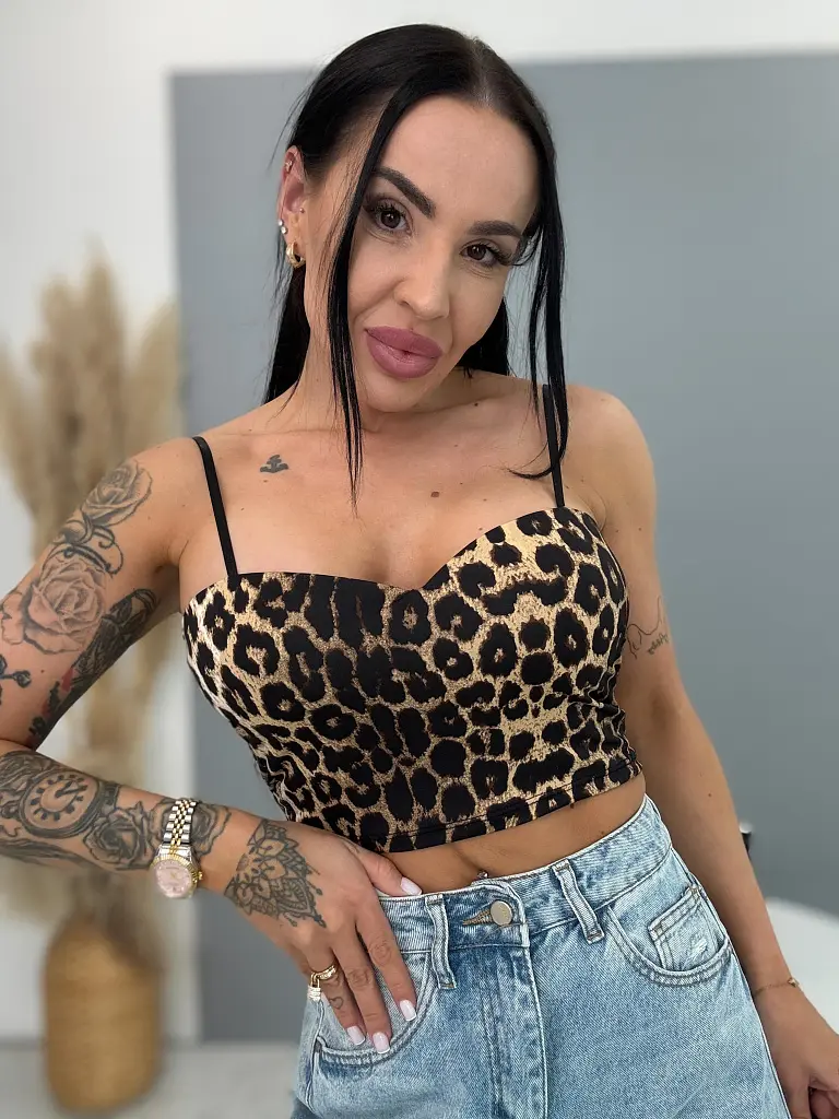 Leopardí top s vypchávkami ARINA