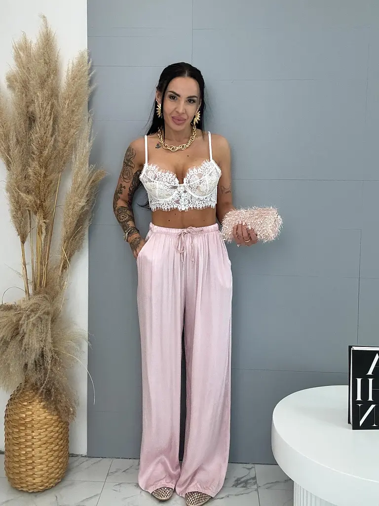 Saténové palazzo nohavice CLARA - next