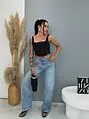 Denim crop-top s kamienkami CRYSTAL