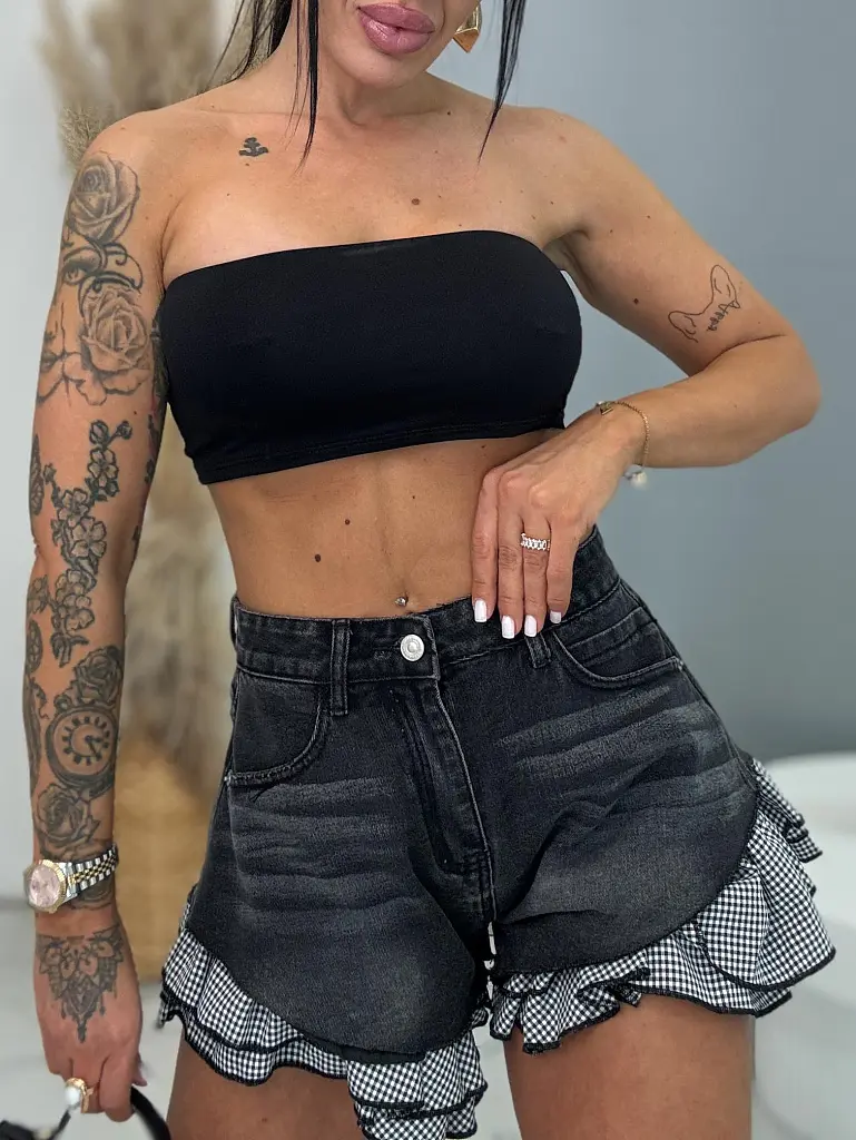 Extravagantné kombinované denim šortky FARELA