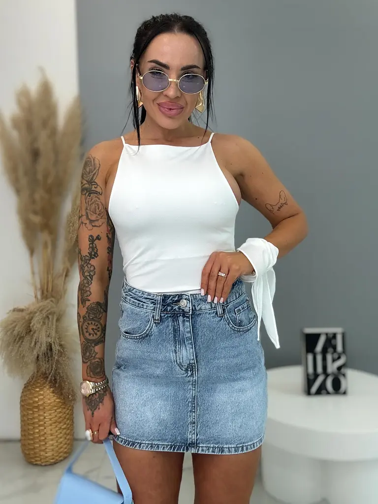 Rifľová sukňa so zadným trblietavým vreckom FLEXI - next