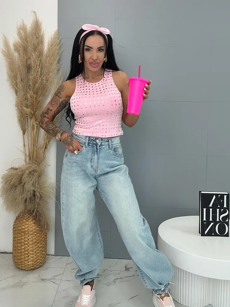 Baggy fit rifle s vysokým pásom 