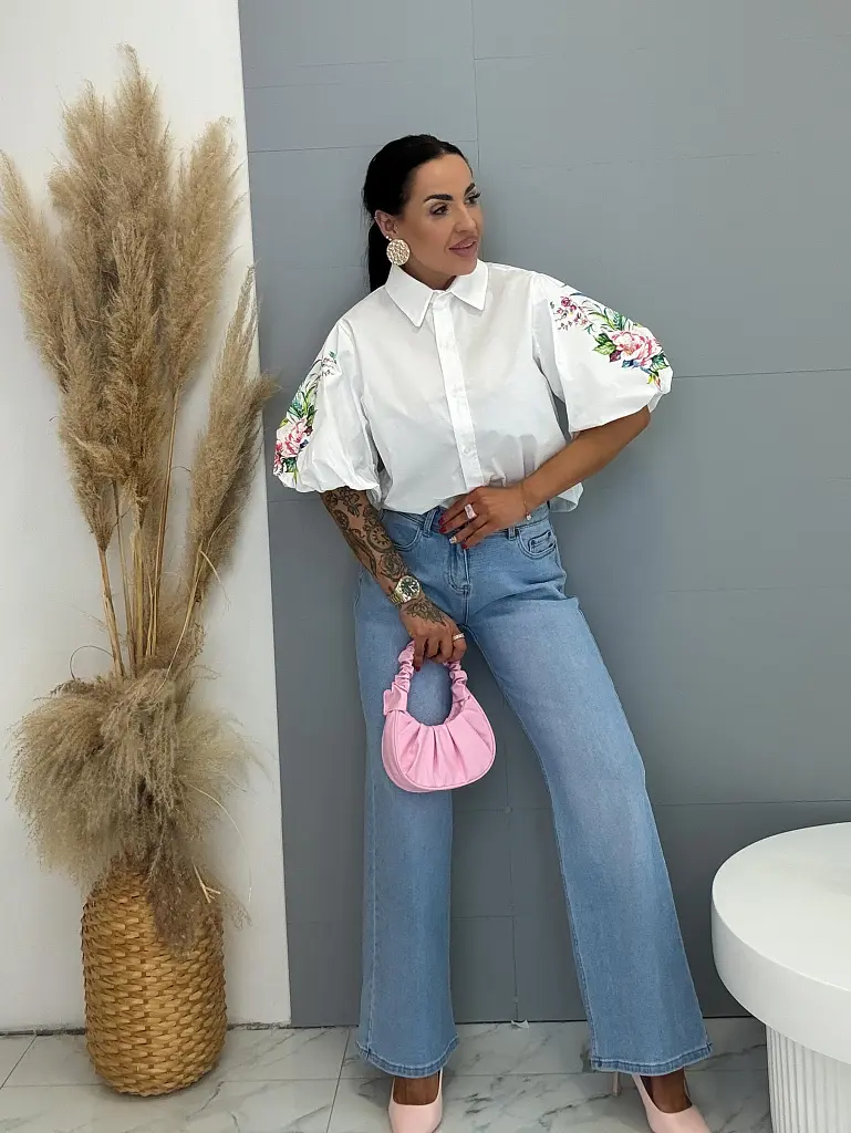 Košeľa s krátkym rukávom s kvetinovým vzorom ALINA