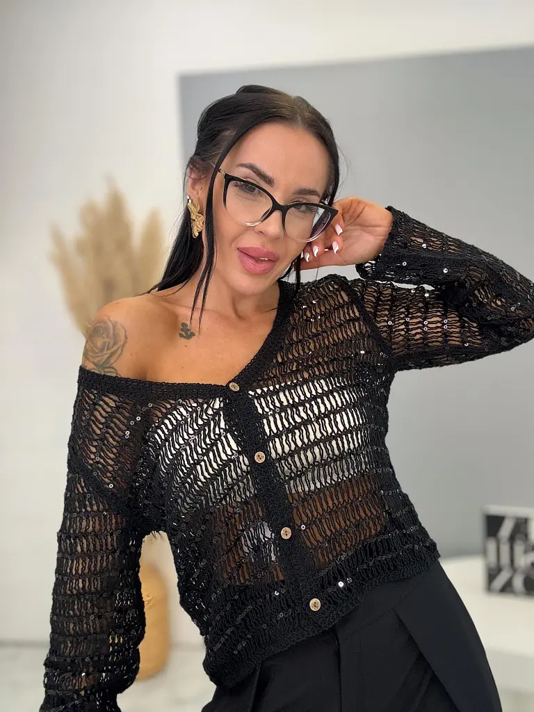 Trblietavý kardigan s dlhým rukávom ROMA - next