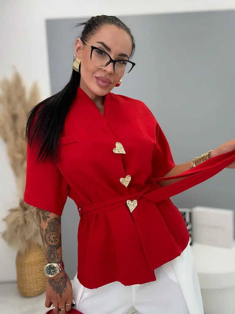 Blejzer s opaskom a zlatou brošňou FANCY