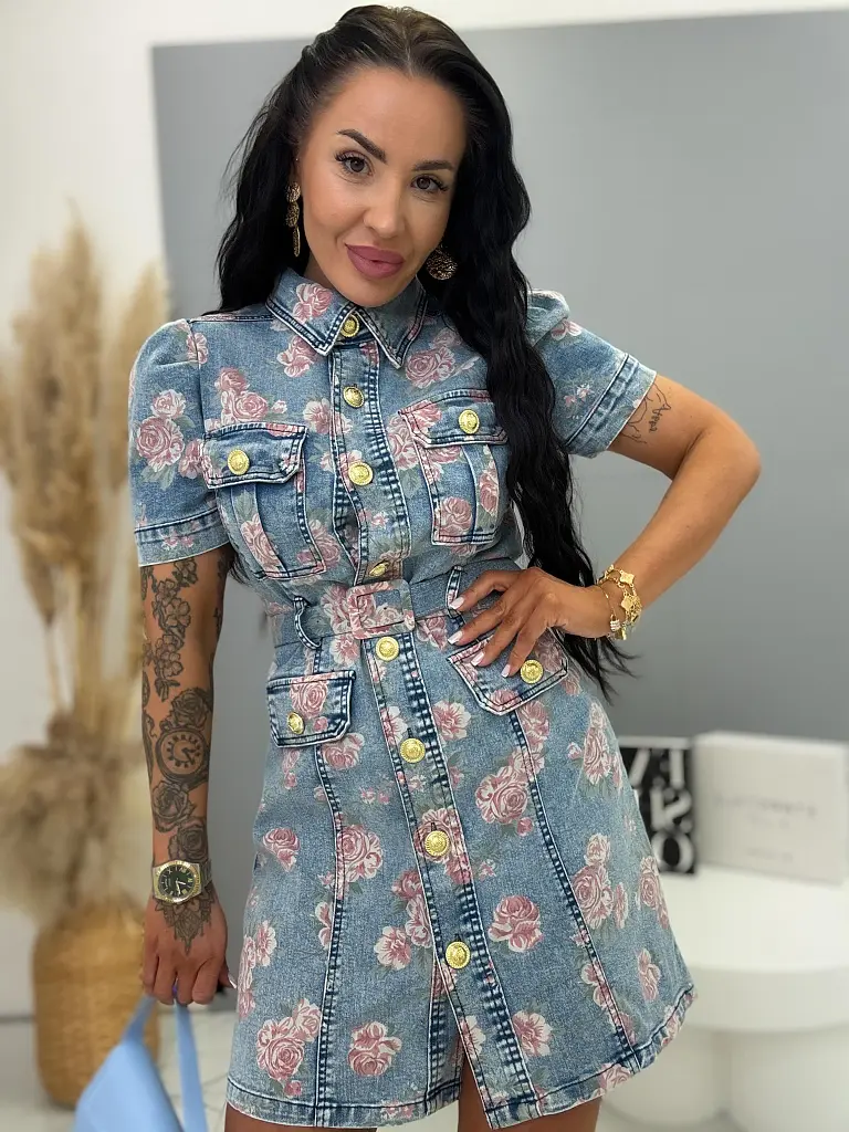 Denim šaty s opaskom SPRING
