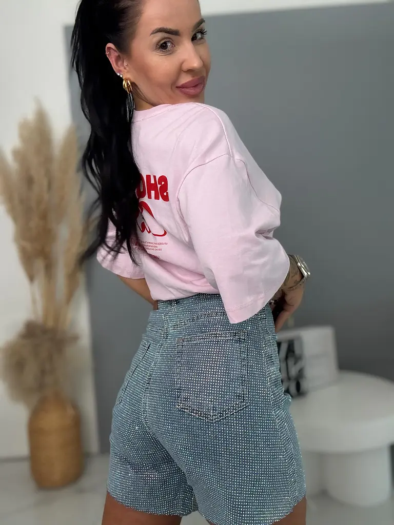 Rifľové šortky s kamienkami DIAMOND GLOW - next