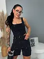 Denim crop-top s kamienkami CRYSTAL