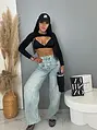 Crop-top s vypchávkami a dlhým rukávom MARCELLA