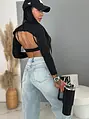 Crop-top s vypchávkami a dlhým rukávom MARCELLA