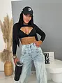 Crop-top s vypchávkami a dlhým rukávom MARCELLA