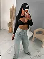 Crop-top s vypchávkami a dlhým rukávom MARCELLA