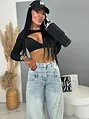 Crop-top s vypchávkami a dlhým rukávom MARCELLA
