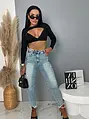 Crop-top s vypchávkami a dlhým rukávom MARCELLA