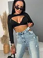 Crop-top s vypchávkami a dlhým rukávom MARCELLA