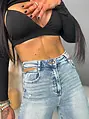 Crop-top s vypchávkami a dlhým rukávom MARCELLA