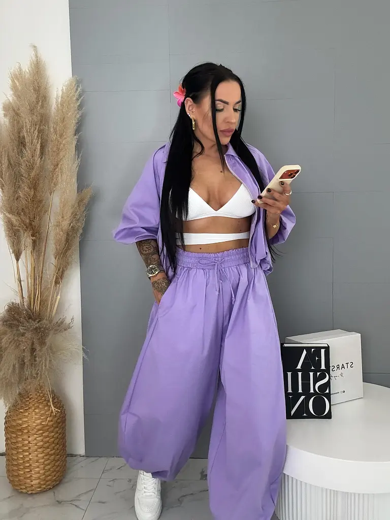 Balónové nohavice v cibuľovom strihu s elastickým pásom VELVET - next