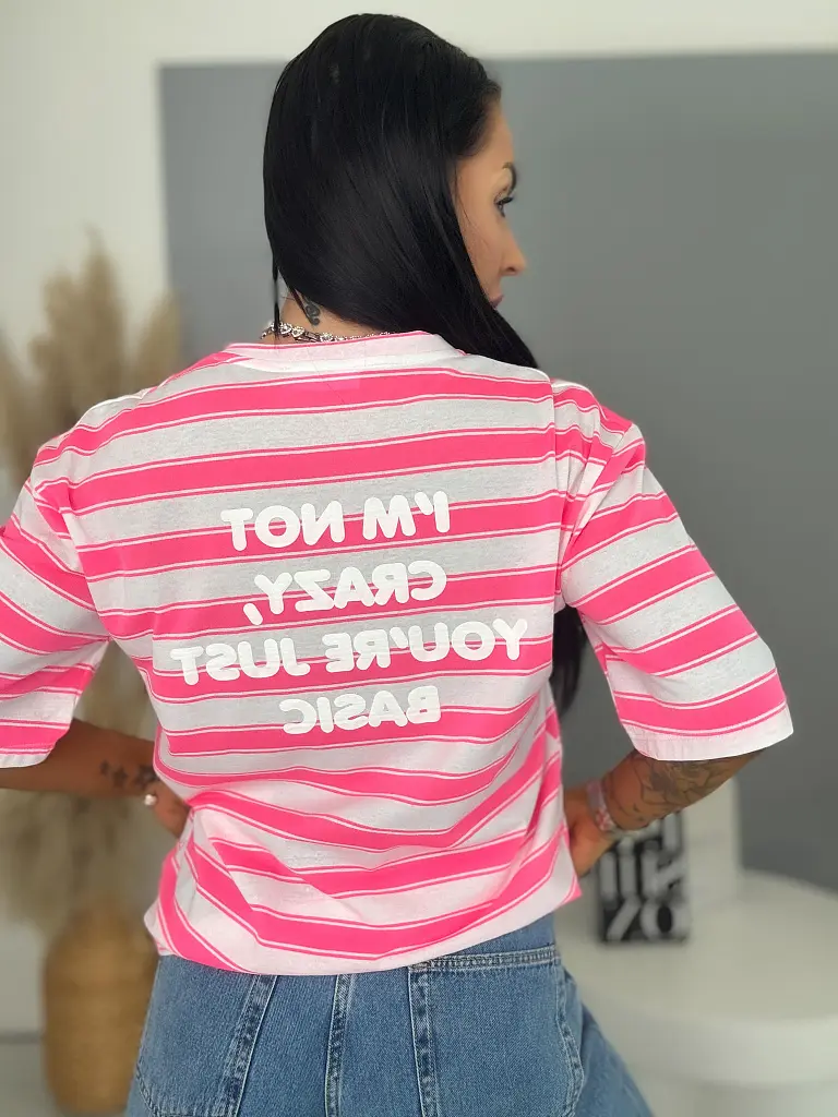 Dámske pásikavé tričko s potlačou NEO STRIP