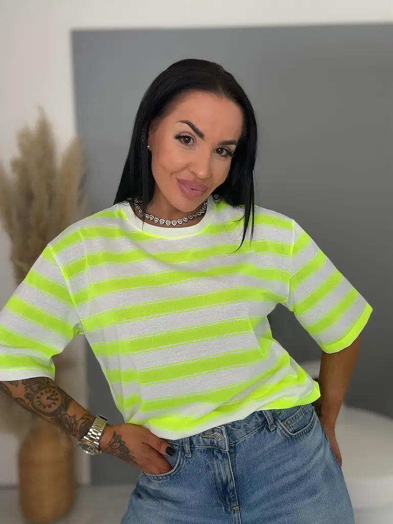 Dámske pásikavé tričko s potlačou NEO STRIP - next