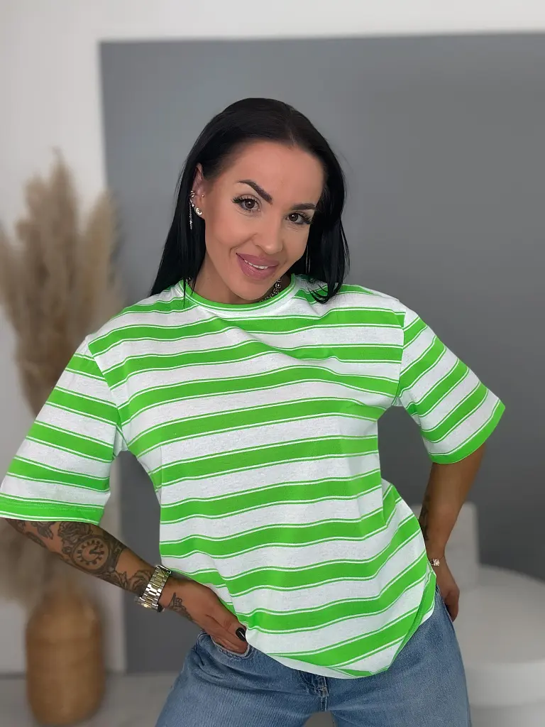 Dámske pásikavé tričko s potlačou NEO STRIP - next