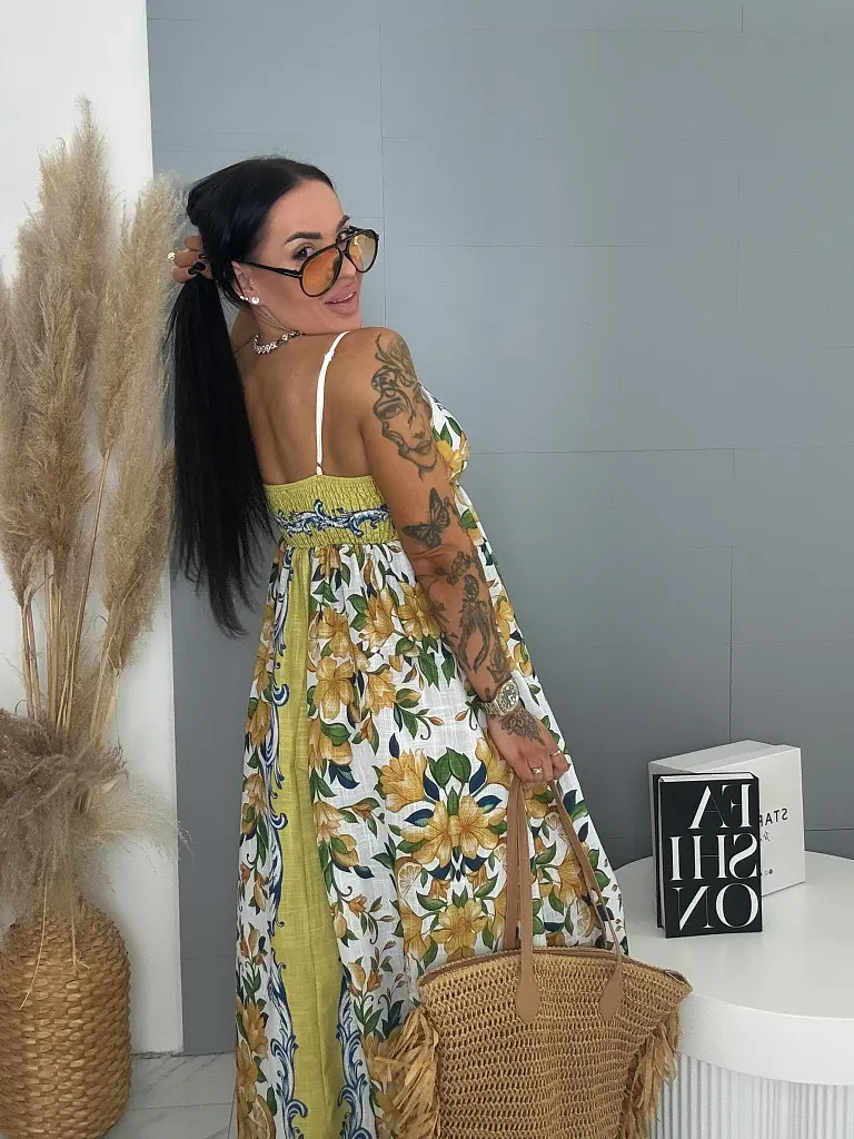 Kvetované šaty na tenké ramienka ELIA - next