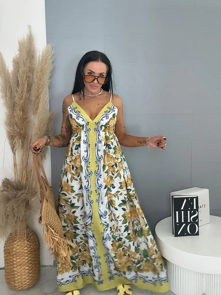 Kvetované šaty na tenké ramienka ELIA