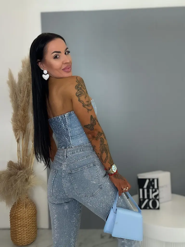 Wide leg rifle s kamienkami BLUE BRILLANCE - next