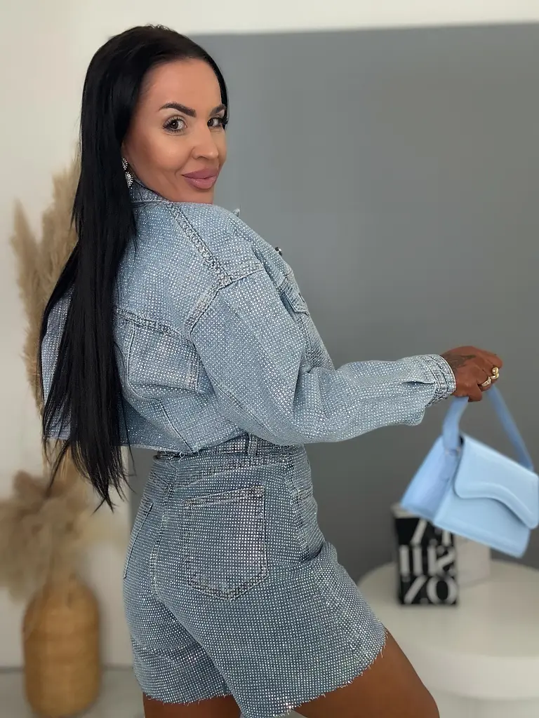 Rifľové šortky s kamienkami RAINBOW DIAMANT  - next