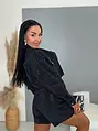 Black crop denim jacket s kamienkami CRYSTAL