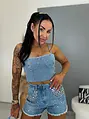 Denim šortky zdobené kamienkami STONE