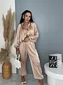 Dvojdielny satin ballon jacket a satin sarouel nohavice