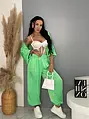 Dvojdielny satin ballon jacket a satin sarouel nohavice