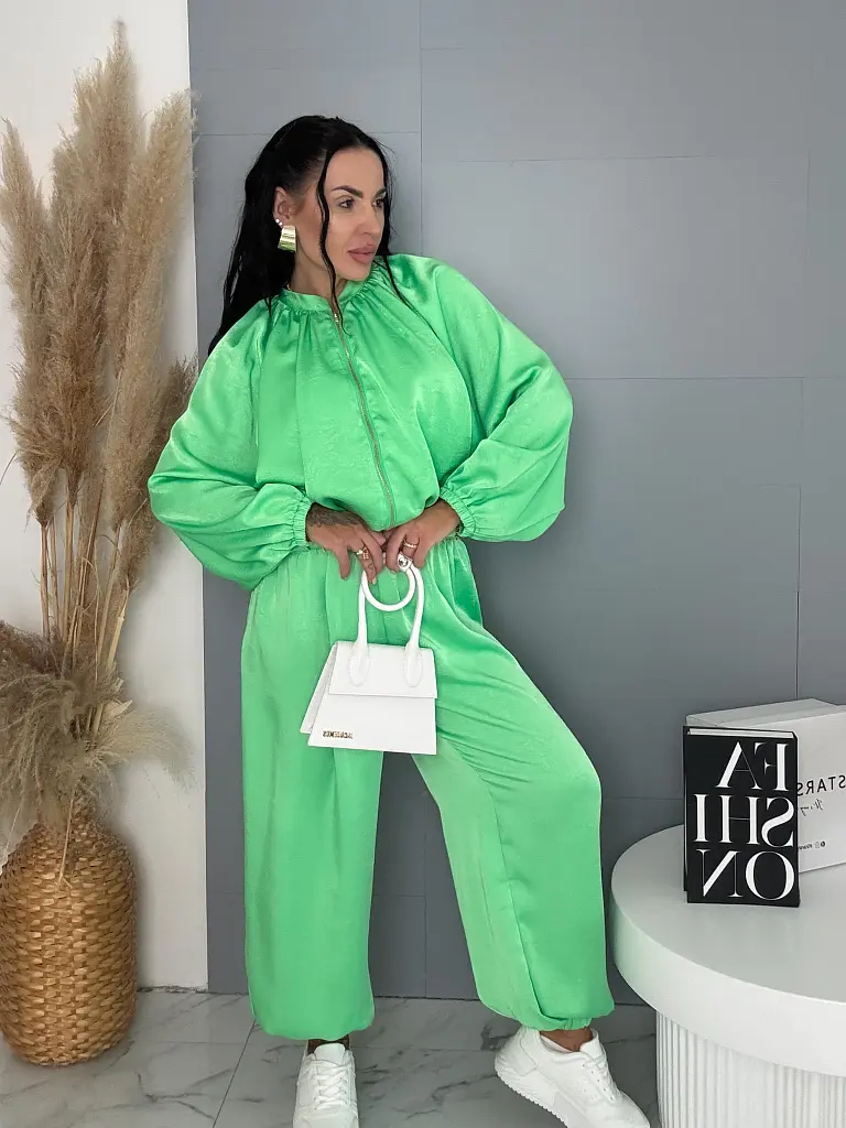 Dvojdielny satin ballon jacket a satin sarouel nohavice - next