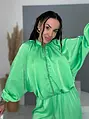 Dvojdielny satin ballon jacket a satin sarouel nohavice