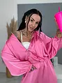 Dvojdielny satin ballon jacket a satin sarouel nohavice