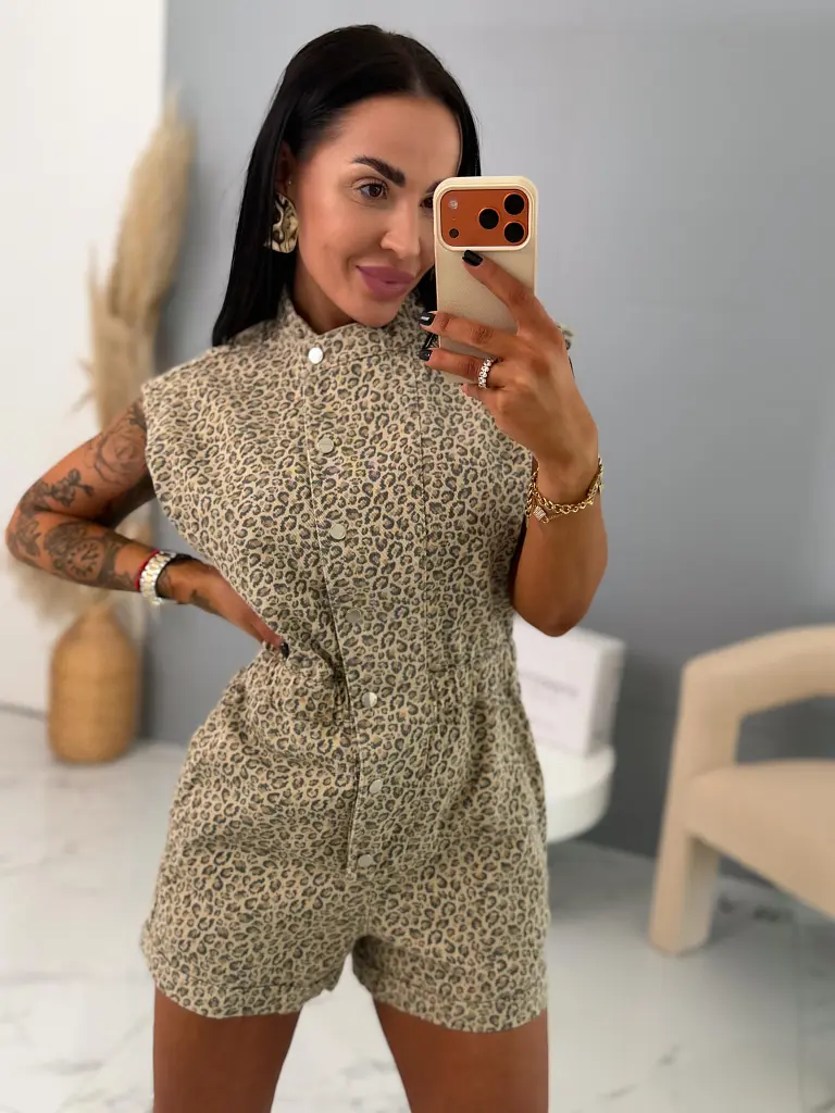 Denim overal s leopardím vzorom SAFARI - next