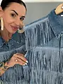 Crop denim vesta s kamienkami a strapcami WESTERN