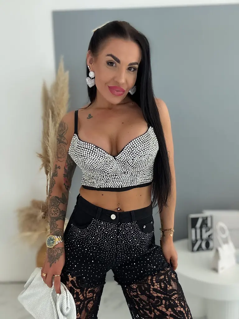 Bralet top zdobený kamienkami LIZZY