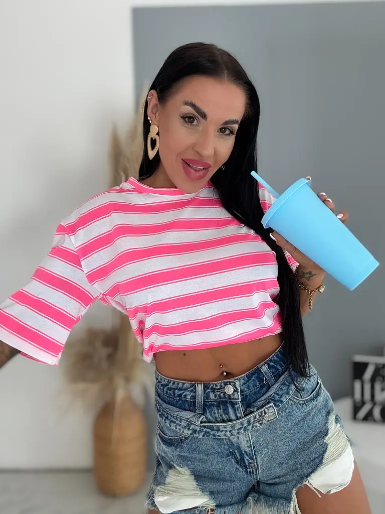 Dámske pásikavé tričko s potlačou NEO STRIP - next