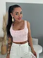 Crop-top so striebornými kamienkami BLANCA