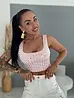 Crop-top so striebornými kamienkami BLANCA