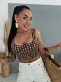 Crop-top so striebornými kamienkami BLANCA
