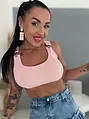 Rebrovaný crop top s funkčným zapínaním na traky CAPRI