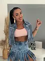 Crop denim vesta s kamienkami a strapcami DALLAS