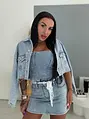 Crop denim jacket s kamienkami RAINBOW DIAMANT