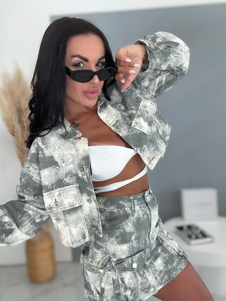 Denim mini sukňa s mramorovým efektom ONYX - next